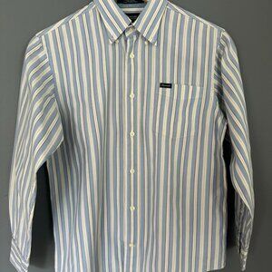 VTG Faconnable Dress Shirt Boys Large Blue Stripe Long Sleeve
